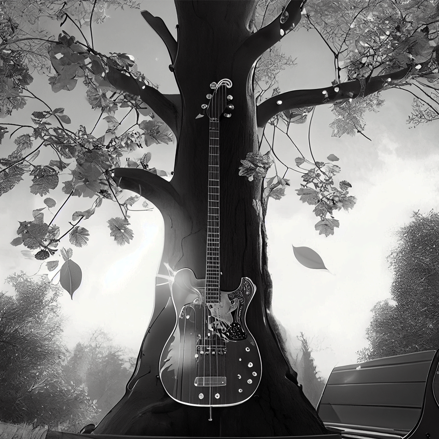 Midjourney Guitar and a tree