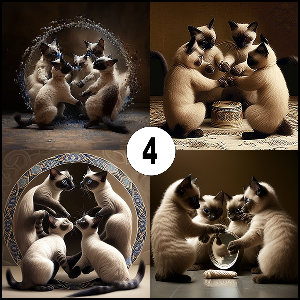 Siamese cats playing together Midjourney 4