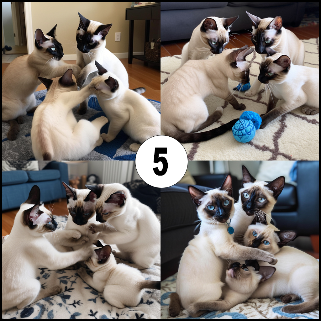 Siamese cats playing together Midjourney 5